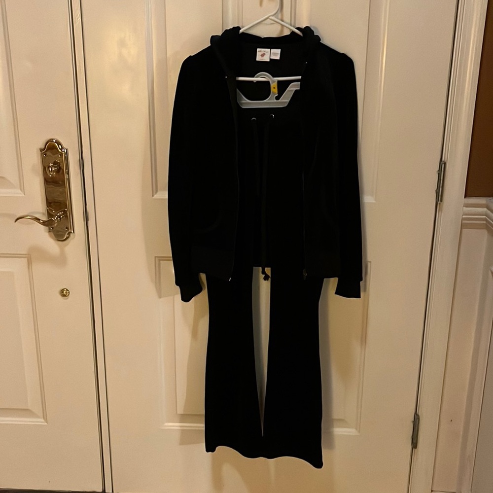 Small black velvet pants and jacket